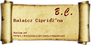 Balaicz Cipriána névjegykártya